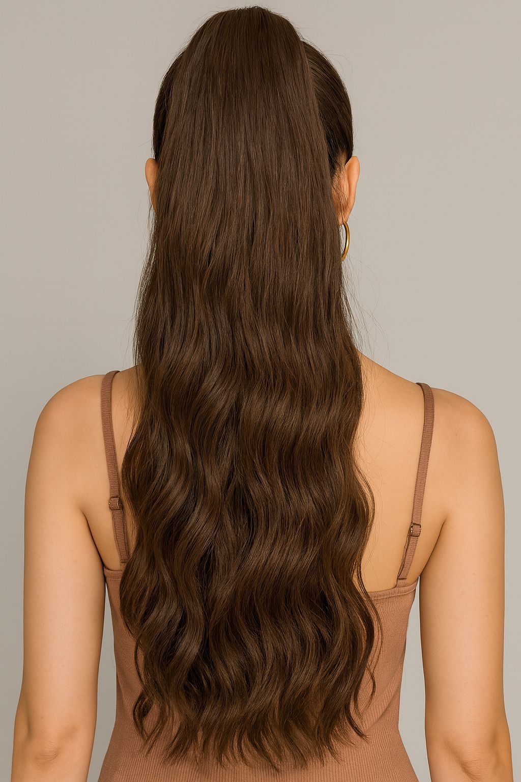 Nova 22" Brown Wavy Ponytail Extension – Wrap Around Clip-In