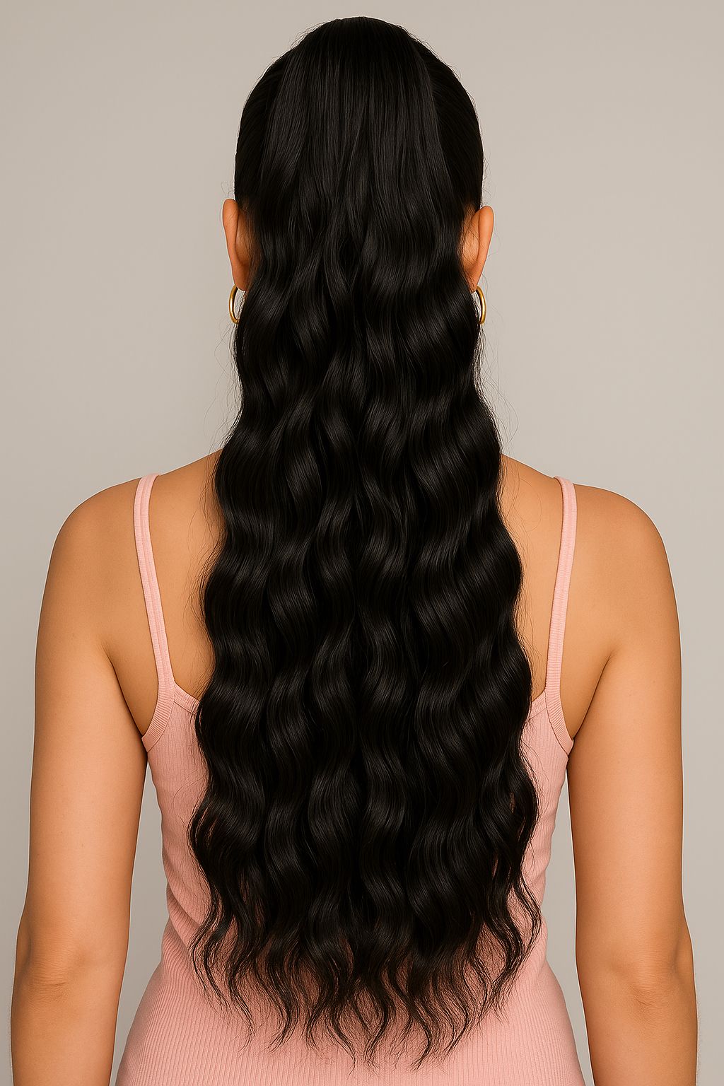 Nova 22" Black Wavy Ponytail Extension – Wrap Around Clip-In